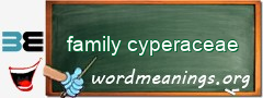 WordMeaning blackboard for family cyperaceae
